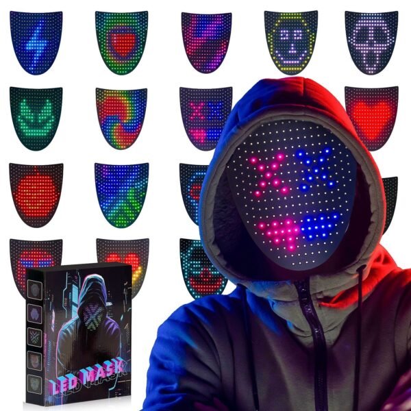 LED mask - Halloween glowing mask - Lighted beads gesture-sensing changing face mask - Party celebration prop