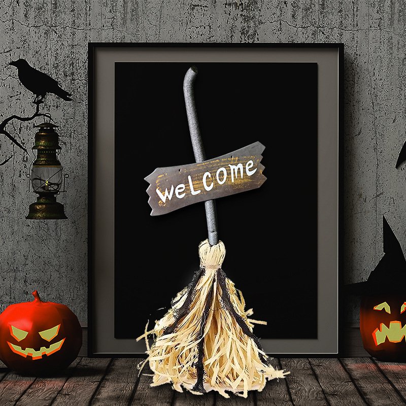 Halloween broom witch magic props glowing sound best-selling bar ghost house figurine electric broom - Image 2