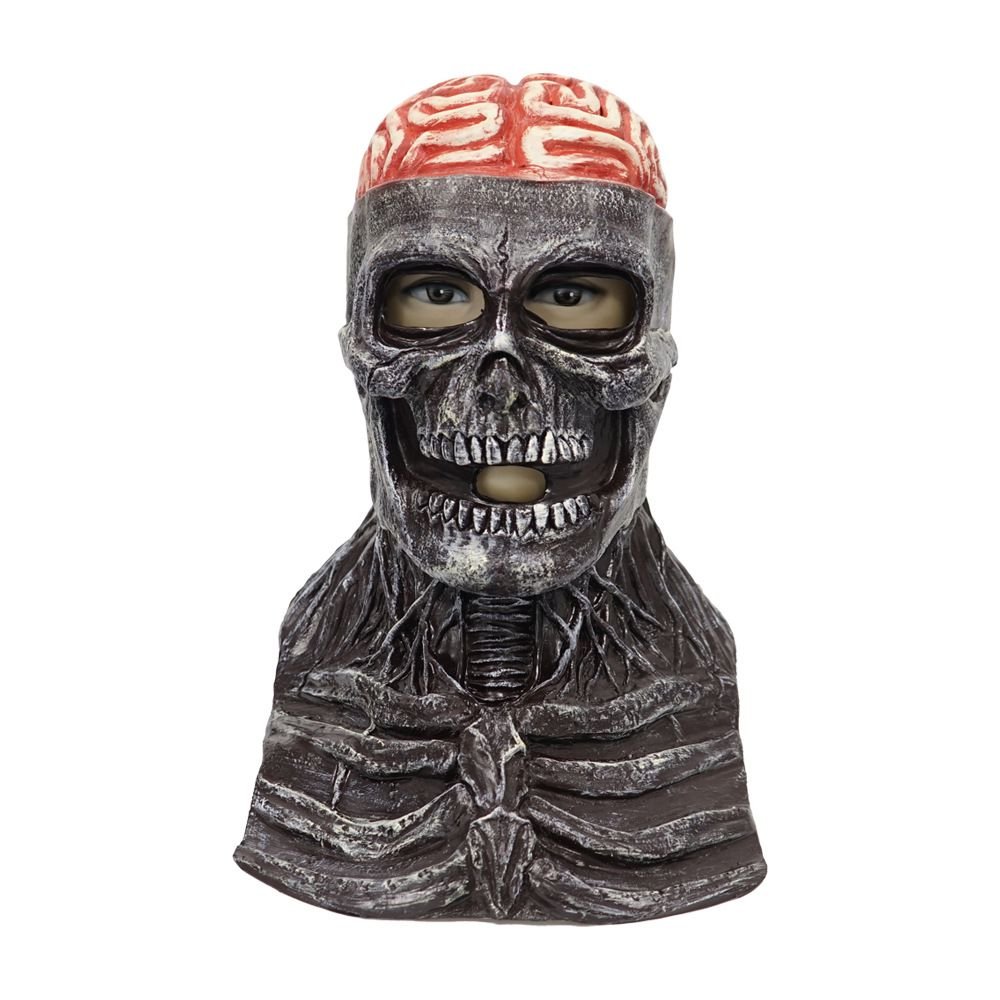 Terrifying brain helmet, funny and scary scream, latex mask, Halloween skull mask