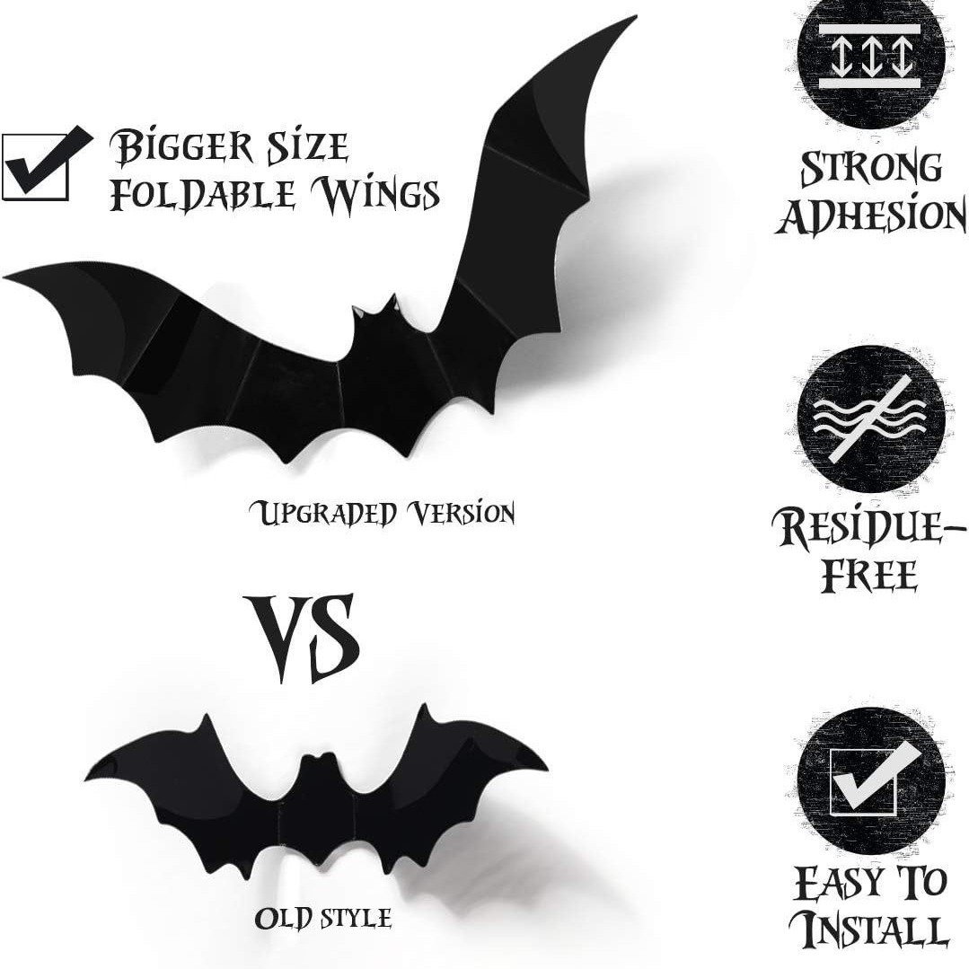 Halloween decoration items - Bat-themed party decoration scene layout wall stickers - Image 2