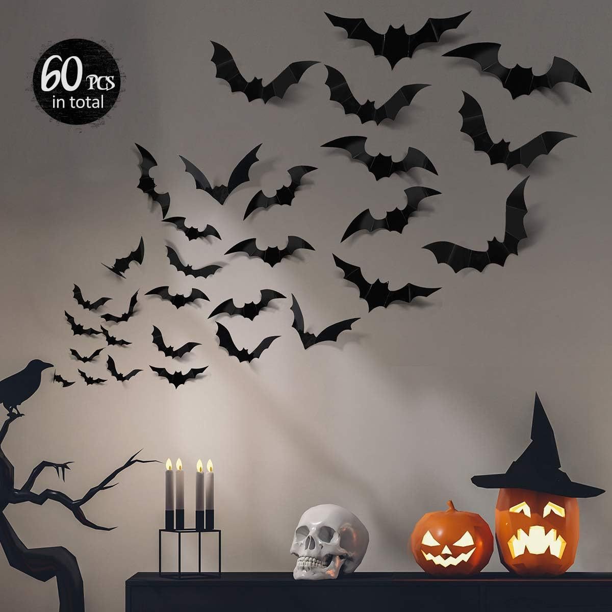 Halloween decoration items - Bat-themed party decoration scene layout wall stickers - Image 4