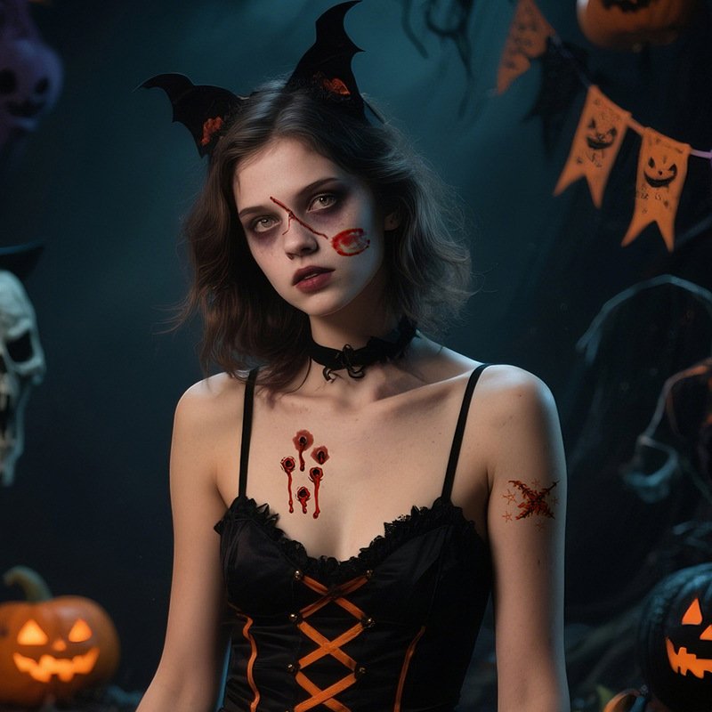 Halloween horror scar tattoo sticker waterproof for bloody wounds knife scars makeup party temporary face sticker - Image 2