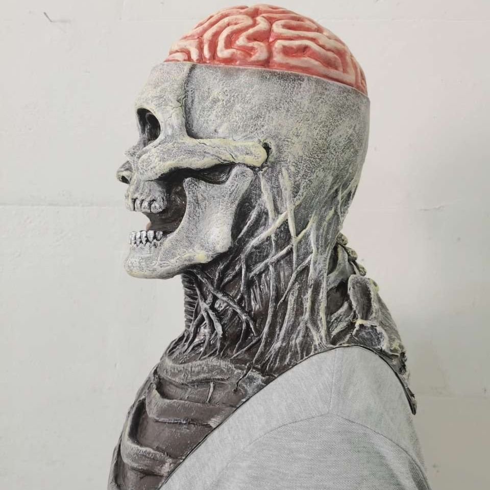 Terrifying brain helmet, funny and scary scream, latex mask, Halloween skull mask - Image 4