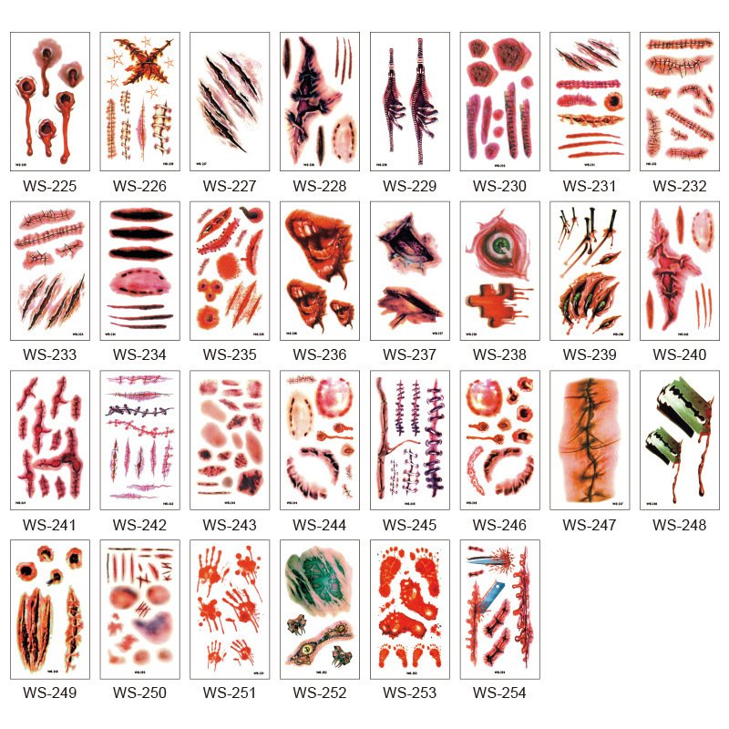 Halloween horror scar tattoo sticker waterproof for bloody wounds knife scars makeup party temporary face sticker - Image 5