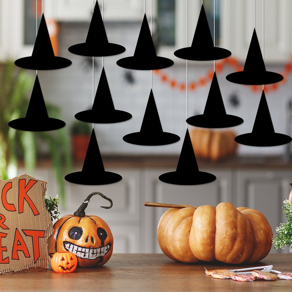 Halloween-themed party witch hat paper ornament for party scene decoration and hanging accessory - Image 2