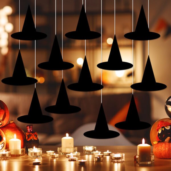 Halloween-themed party witch hat paper ornament for party scene decoration and hanging accessory